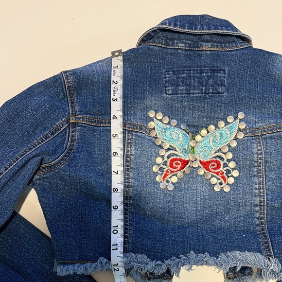 Ynq Women's Blue Denim Jean Jacket size S , for Women’s , with butterfly - Picture 9 of 13